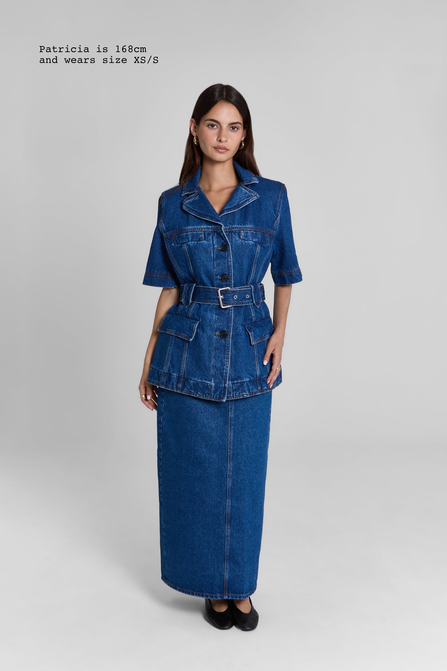 DENIM BLAZER SHORT SLEEVE