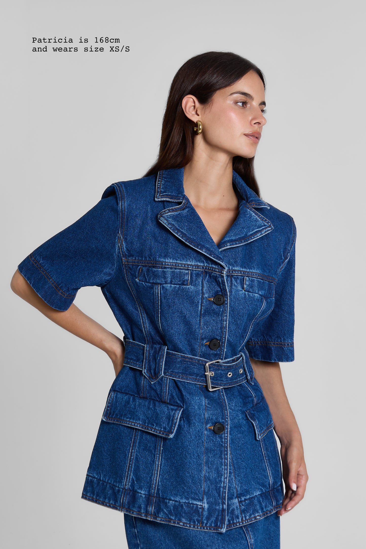 DENIM BLAZER SHORT SLEEVE