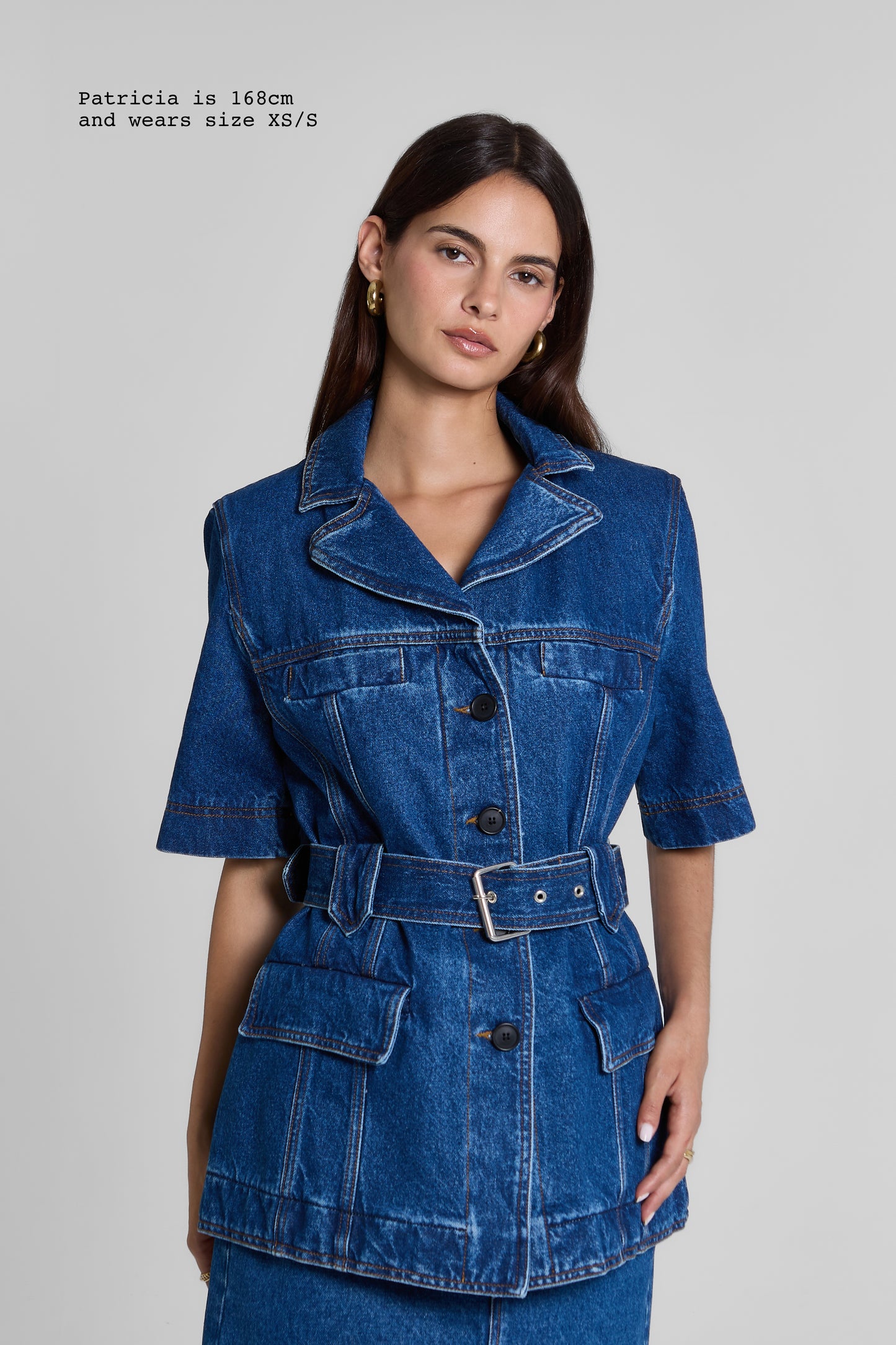 DENIM BLAZER SHORT SLEEVE
