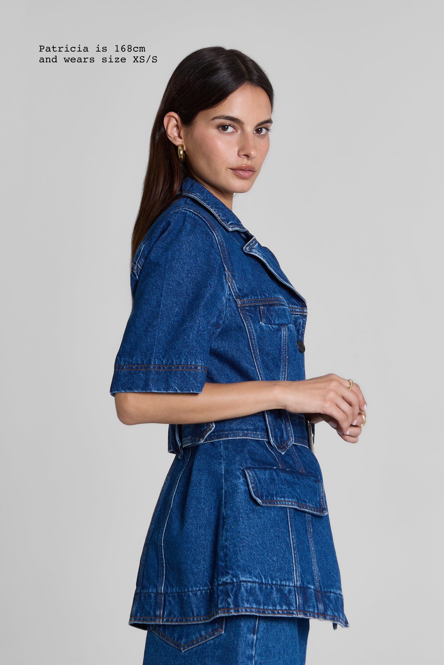 DENIM BLAZER SHORT SLEEVE