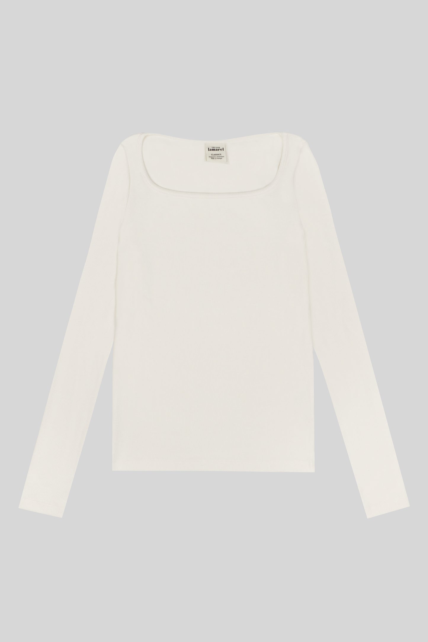 RIBBED LONG SLEEVE SQUARED TOP
