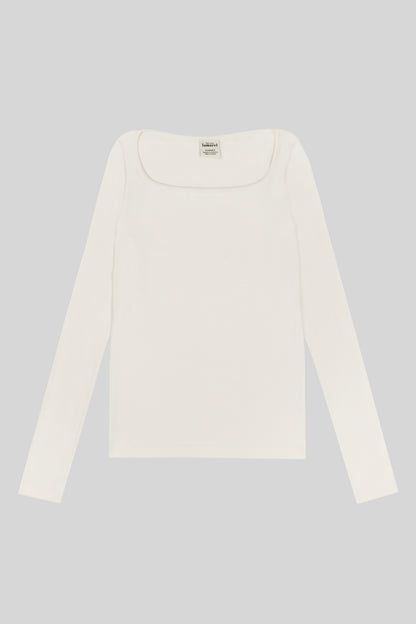 RIBBED LONG SLEEVE SQUARED TOP