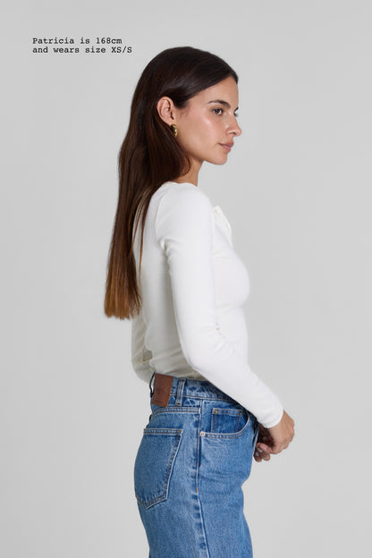 RIBBED BUTTONED LONG SLEEVE TOP