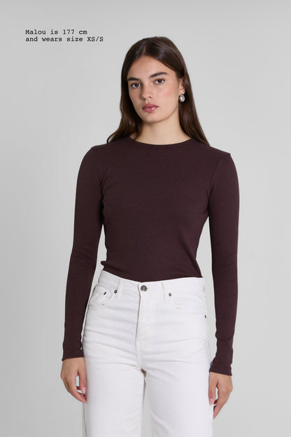 RIBBED LONG SLEEVE TOP