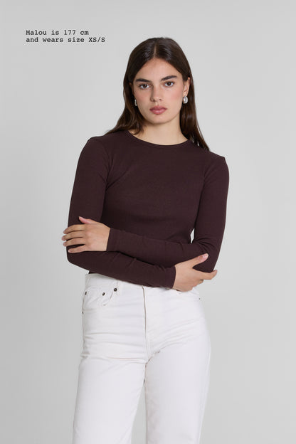 RIBBED LONG SLEEVE TOP