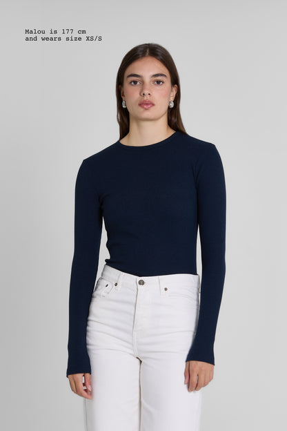 RIBBED LONG SLEEVE TOP