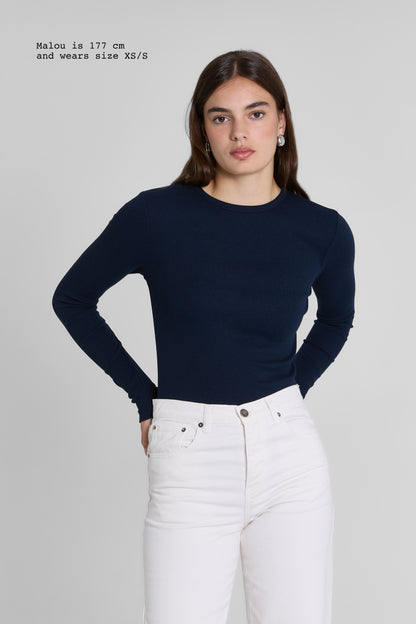 RIBBED LONG SLEEVE TOP