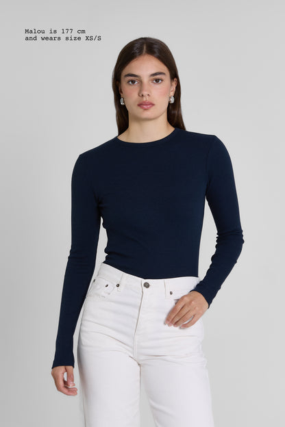 RIBBED LONG SLEEVE TOP