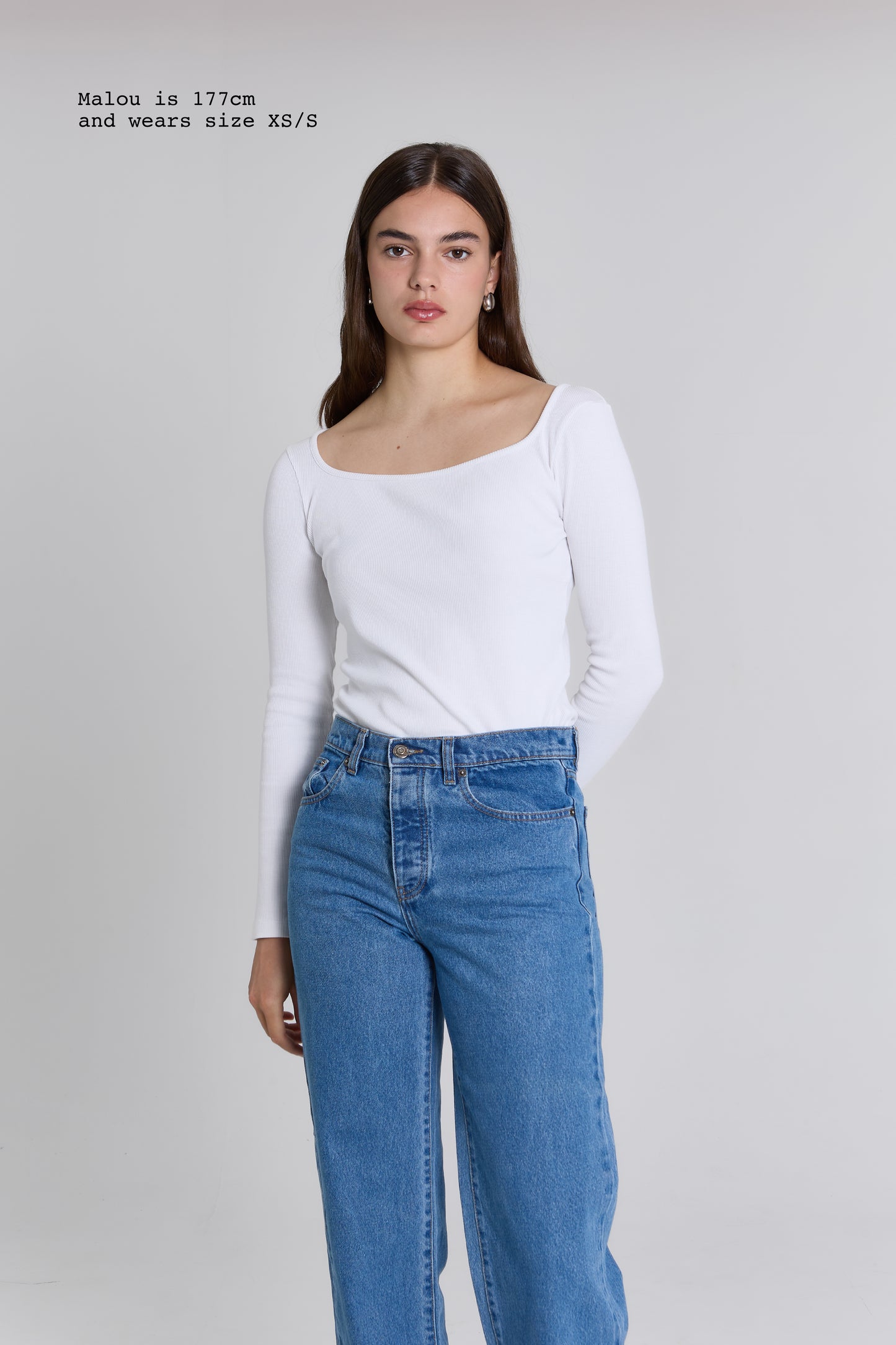 RIBBED LONG SLEEVE SQUARED TOP