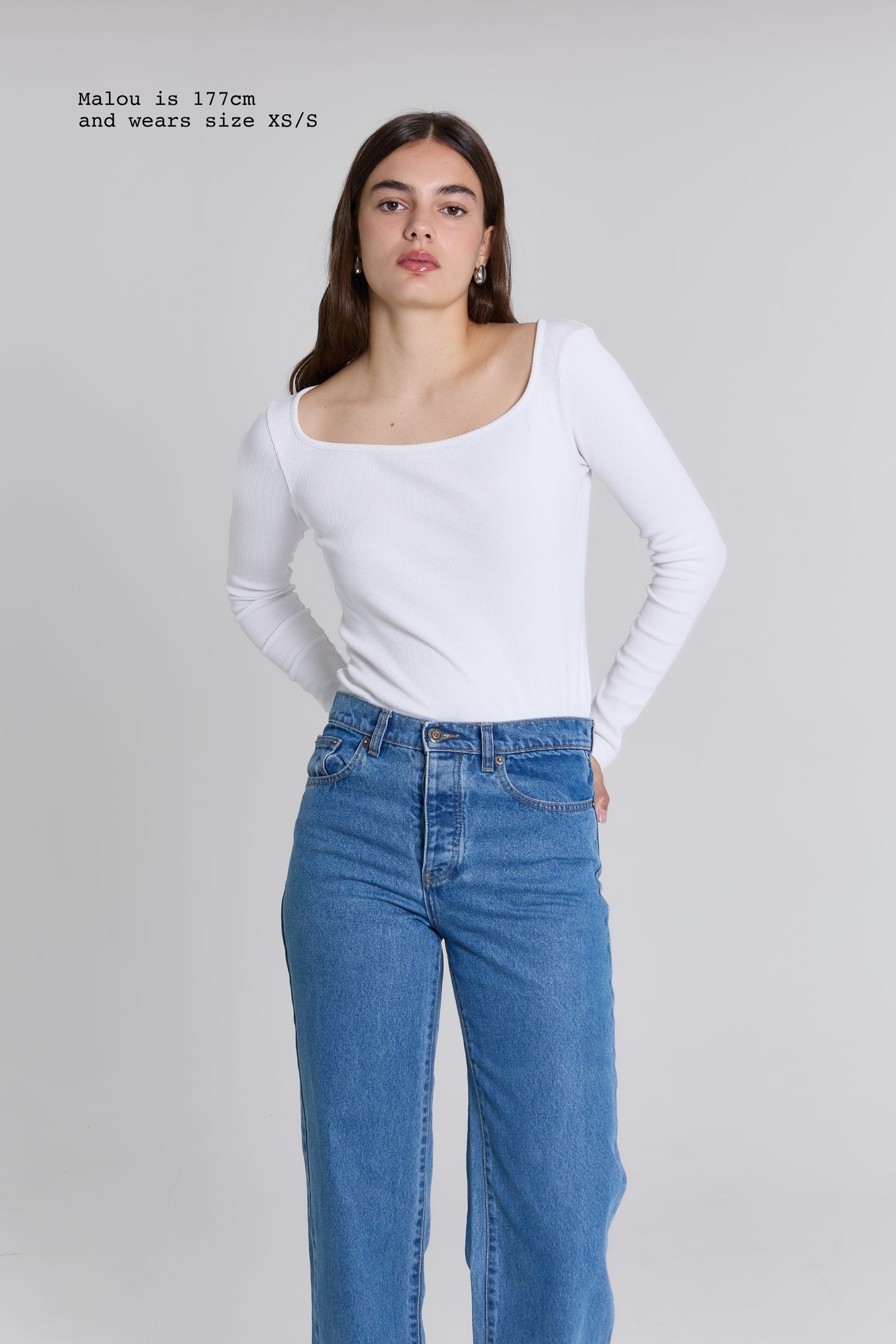 RIBBED LONG SLEEVE SQUARED TOP