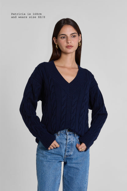 MERINO WOOL CABLE-KNIT SWEATER