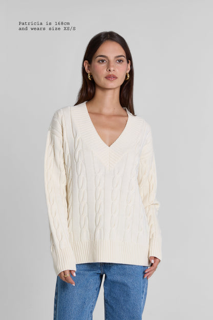 MERINO WOOL CABLE-KNIT SWEATER