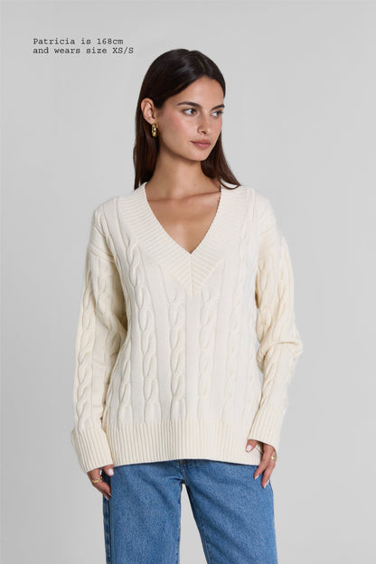 MERINO WOOL CABLE-KNIT SWEATER