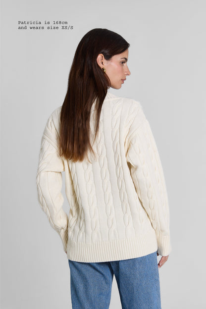 MERINO WOOL CABLE-KNIT SWEATER