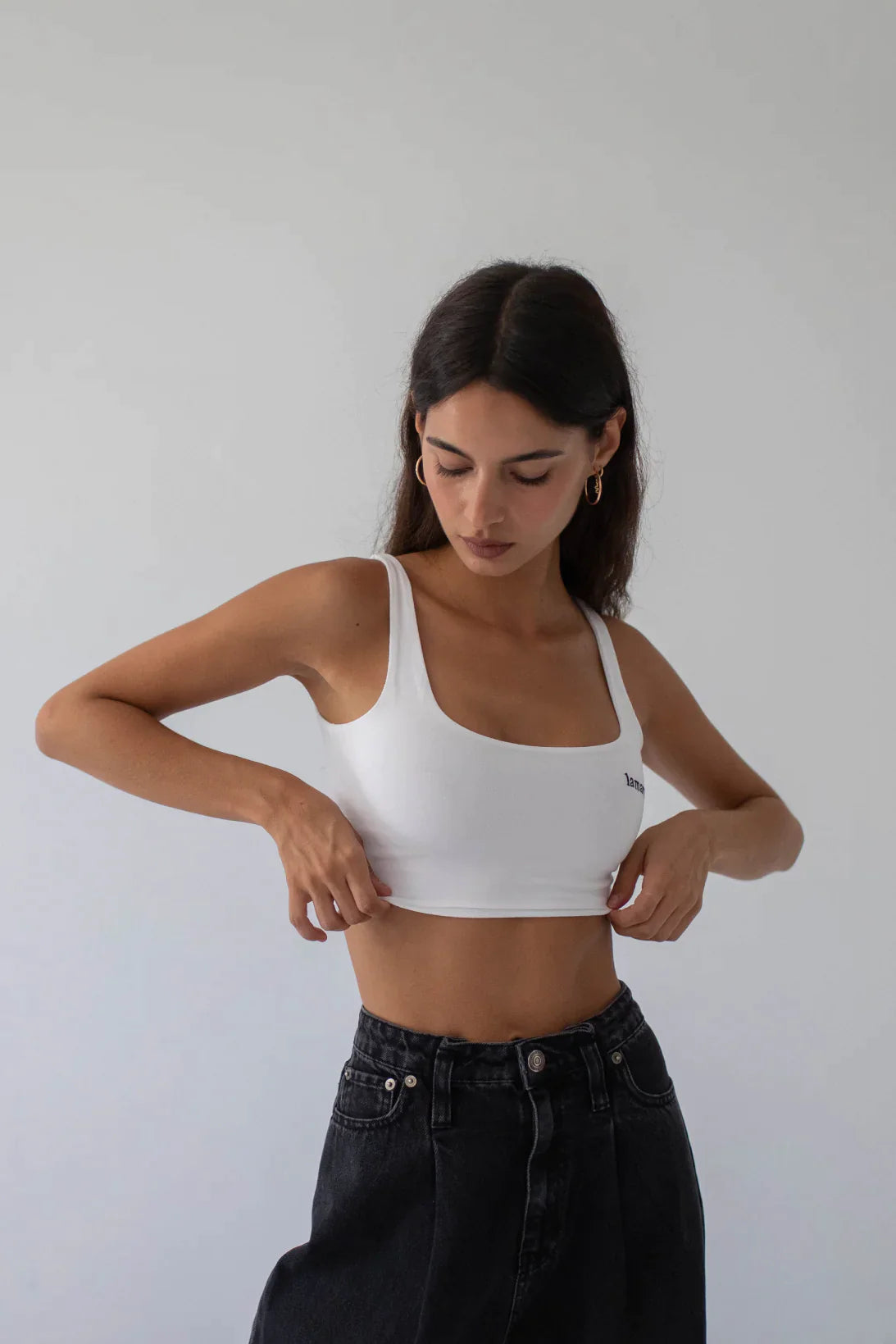 No bra crop top sales